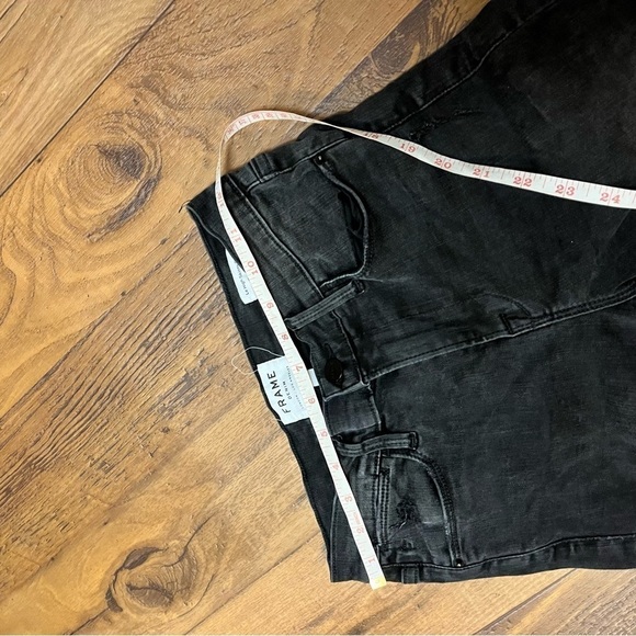 Frame Le High Raw Hem Ankle Skinny Jeans Black Wash Size 26 Q - Picture 6 of 9